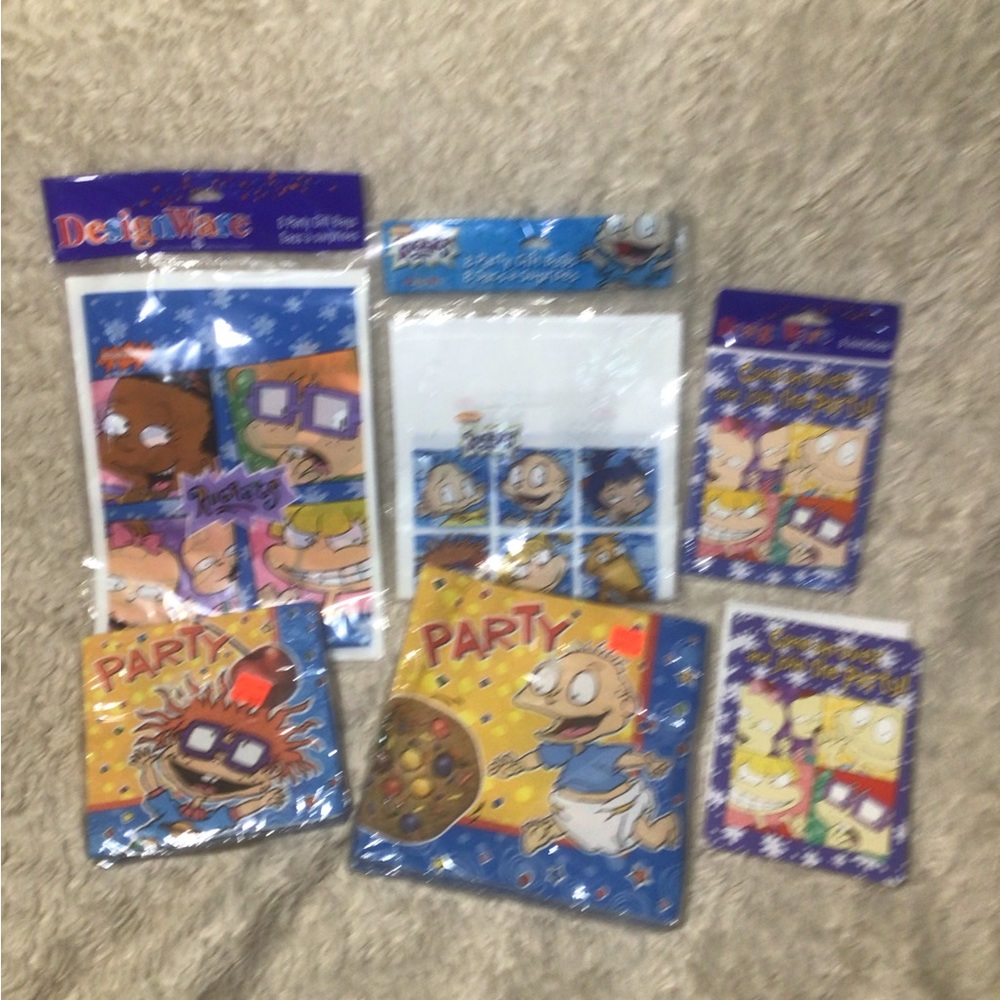 VTG 90s RUGRATS CARTOON PARTY LOT/SET napkins Invitation Gift Loot Bags NEW NOS!